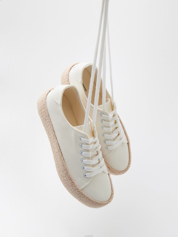 alb Reserved femei pantofi pantofi sport cu platformă țesătă 648HZ968