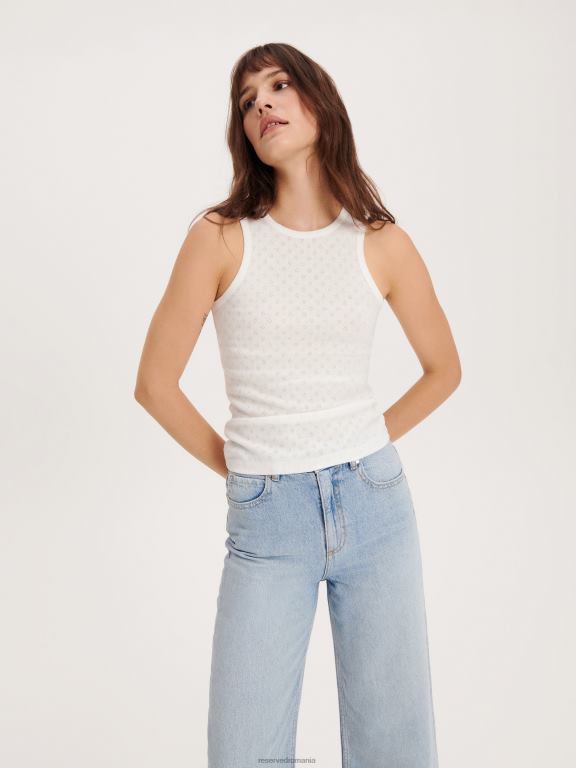 alb Reserved femei îmbrăcăminte blat ajurat 648HZ374