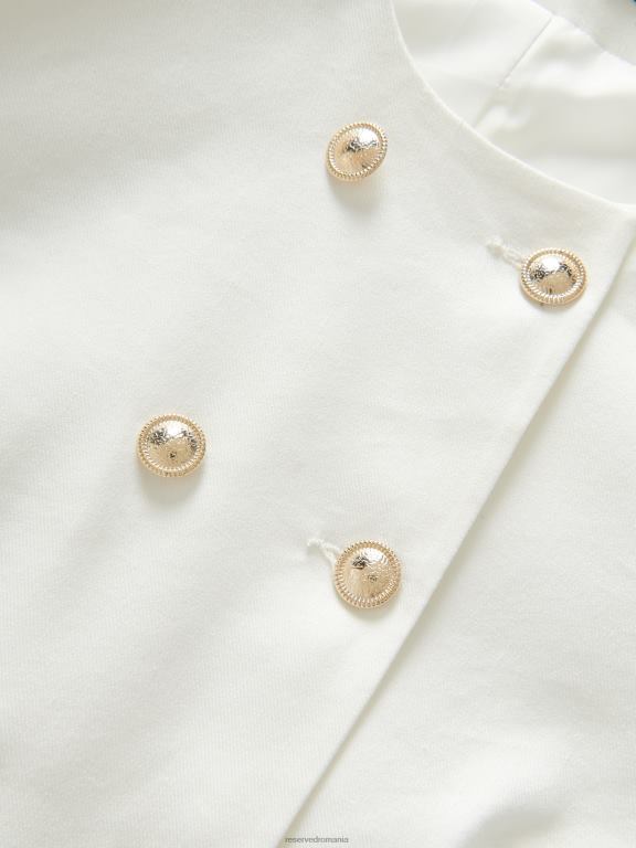 alb Reserved femei îmbrăcăminte blazer cu nasturi decorativi 648HZ901