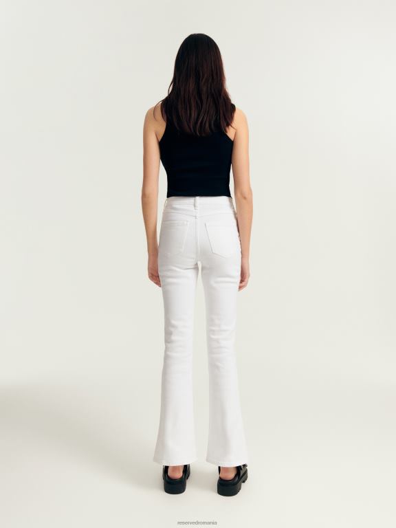 alb Reserved femei îmbrăcăminte blugi evazați cu talie înaltă 648HZ785