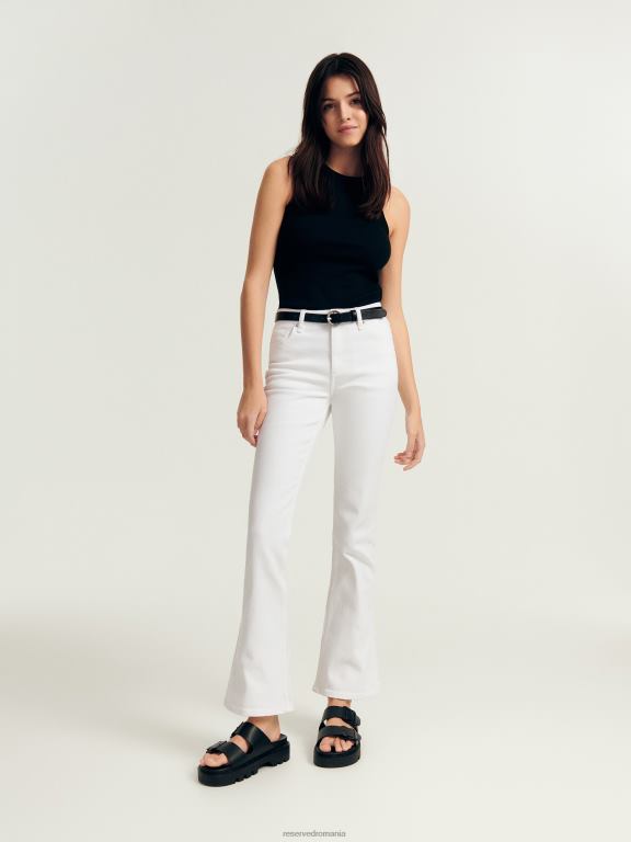 alb Reserved femei îmbrăcăminte blugi evazați cu talie înaltă 648HZ785