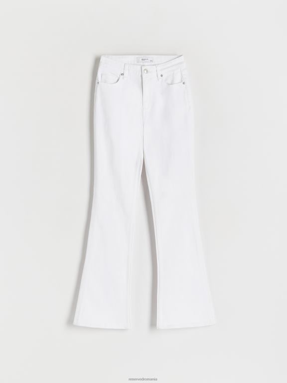alb Reserved femei îmbrăcăminte blugi evazați cu talie înaltă 648HZ785