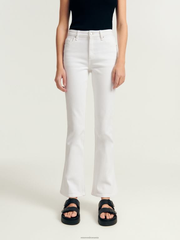 alb Reserved femei îmbrăcăminte blugi evazați cu talie înaltă 648HZ792