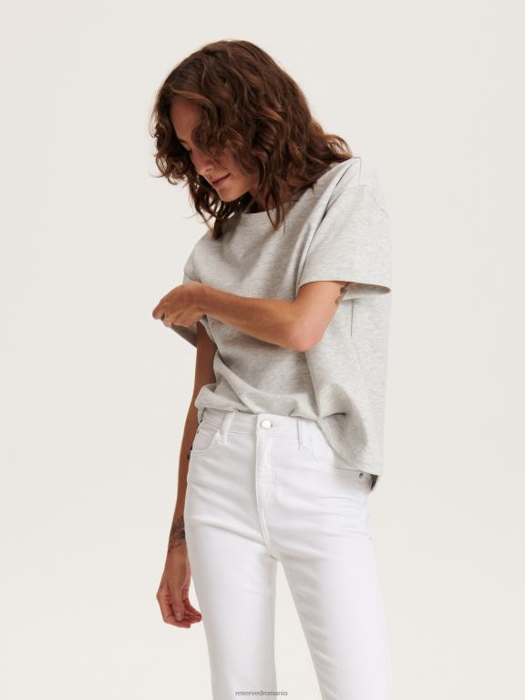 alb Reserved femei îmbrăcăminte blugi subțiri 648HZ742