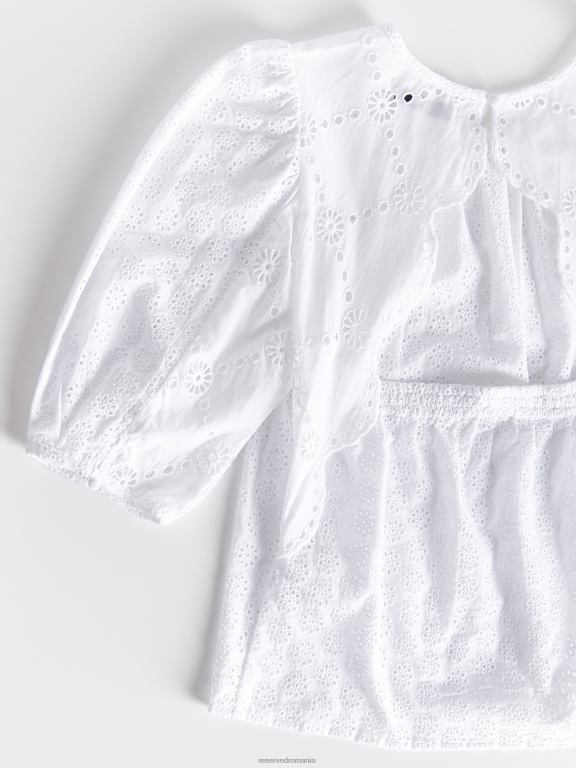 alb Reserved femei îmbrăcăminte bluza cu spate decorativ 648HZ341