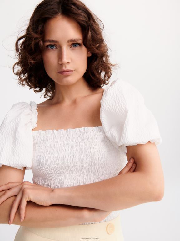 alb Reserved femei îmbrăcăminte bluză bogată în bumbac 648HZ345