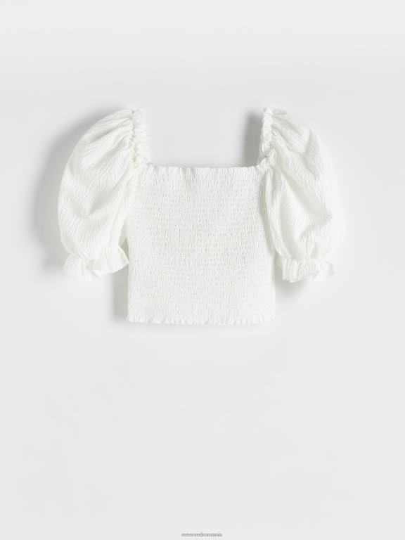 alb Reserved femei îmbrăcăminte bluză bogată în bumbac 648HZ345