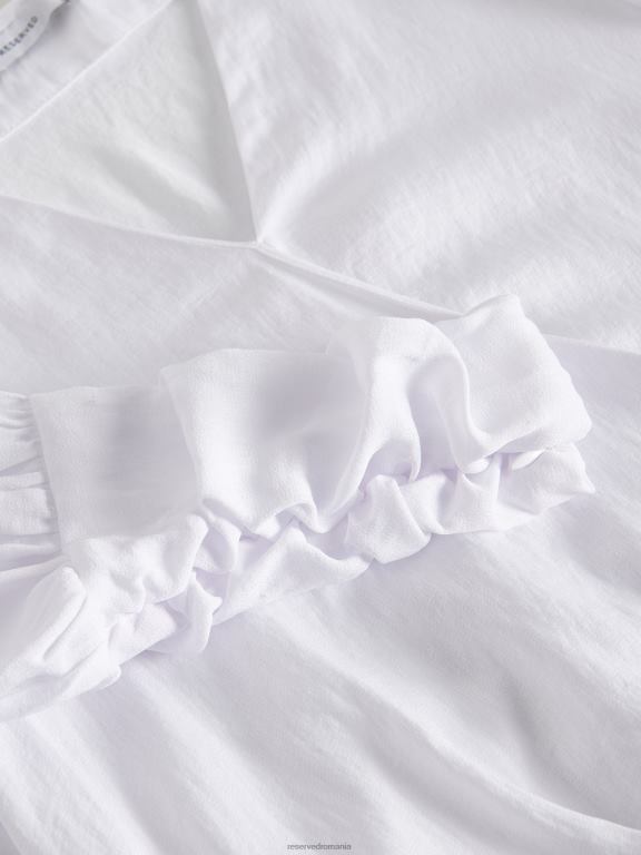 alb Reserved femei îmbrăcăminte bluză cu rabat în față 648HZ320