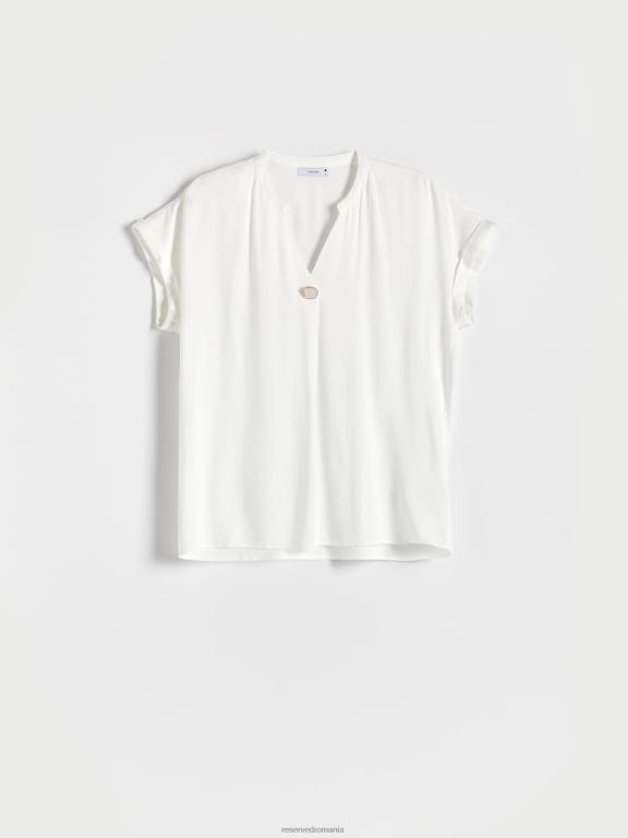 alb Reserved femei îmbrăcăminte bluză din viscoză 648HZ318