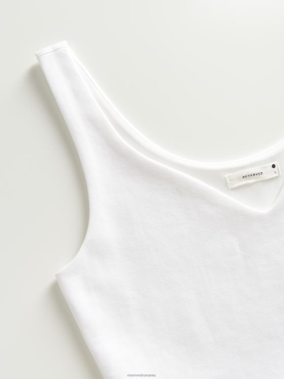 alb Reserved femei îmbrăcăminte crop top bogat în viscoză 648HZ437