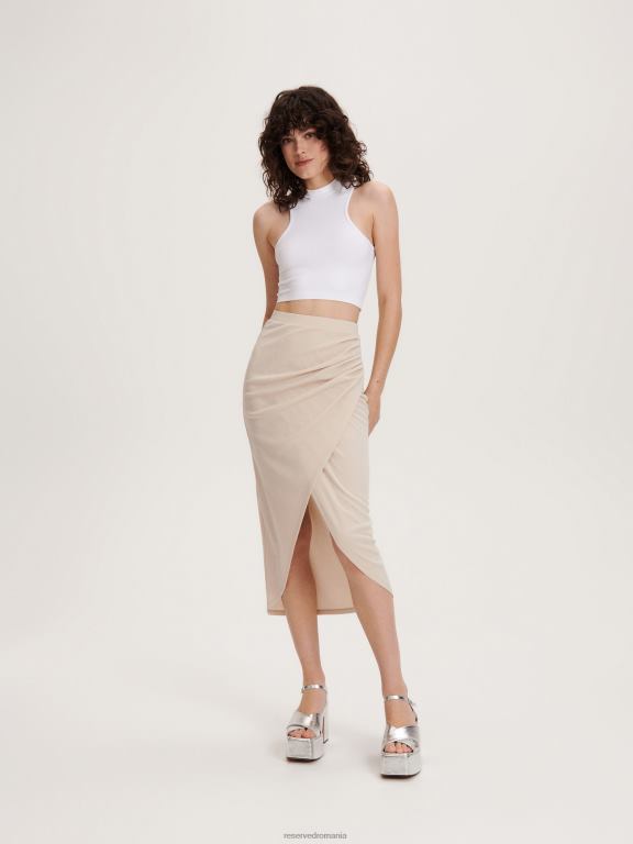 alb Reserved femei îmbrăcăminte crop top din jerseu fără cusături 648HZ530