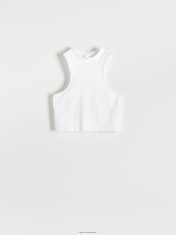 alb Reserved femei îmbrăcăminte crop top din jerseu fără cusături 648HZ530