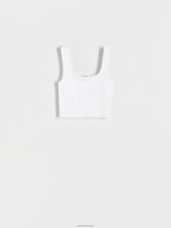 alb Reserved femei îmbrăcăminte crop top tricot în coastă 648HZ503
