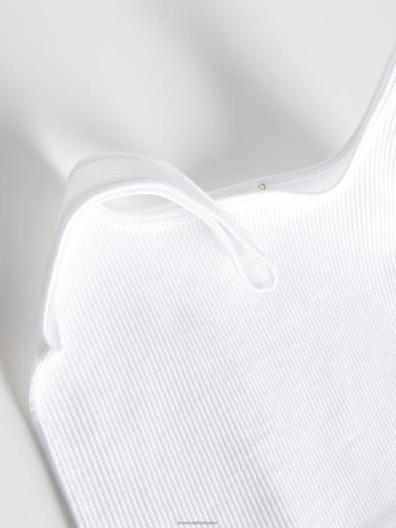 alb Reserved femei îmbrăcăminte crop top tricot în coastă 648HZ503