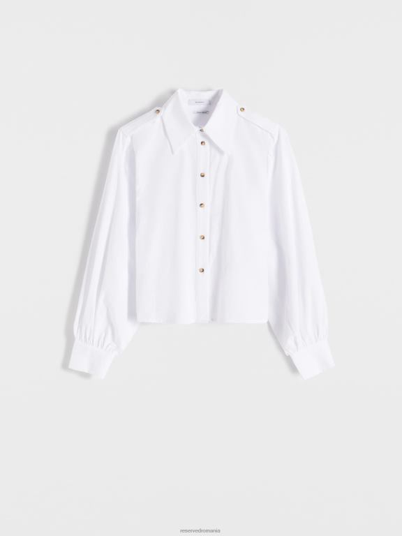 alb Reserved femei îmbrăcăminte cămașă decupată din bumbac 648HZ206