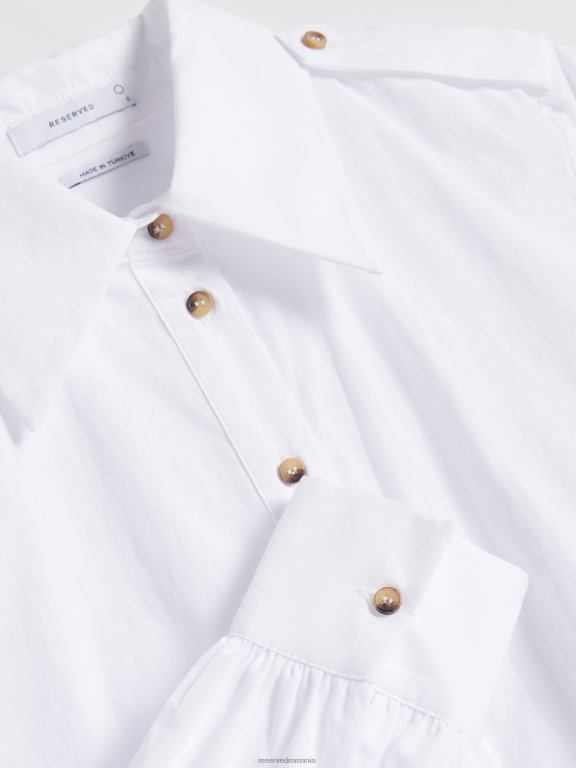 alb Reserved femei îmbrăcăminte cămașă decupată din bumbac 648HZ206