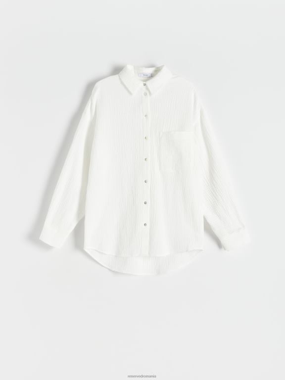 alb Reserved femei îmbrăcăminte cămașă din bumbac 648HZ118
