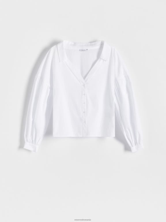 alb Reserved femei îmbrăcăminte cămașă din bumbac 648HZ325