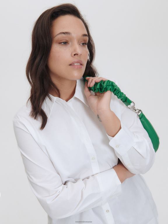 alb Reserved femei îmbrăcăminte cămașă din bumbac organic 648HZ361