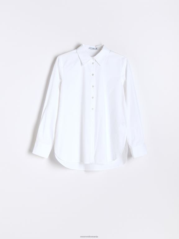 alb Reserved femei îmbrăcăminte cămașă din bumbac organic 648HZ361