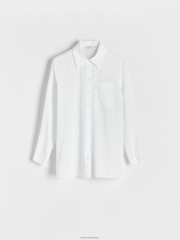 alb Reserved femei îmbrăcăminte cămașă din viscoză 648HZ87