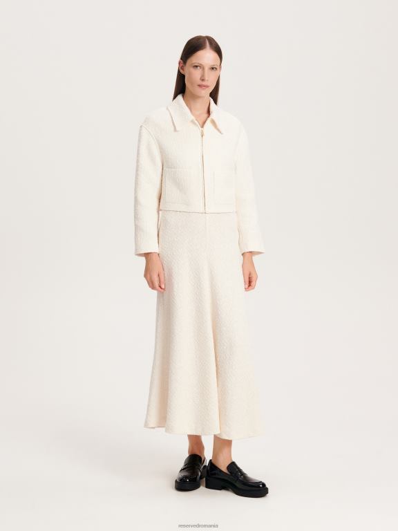 alb Reserved femei îmbrăcăminte fusta din tweed 648HZ825