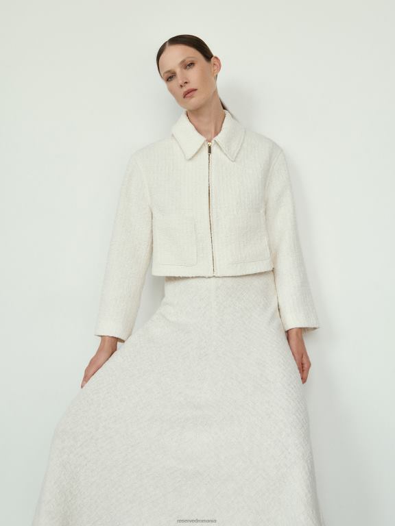 alb Reserved femei îmbrăcăminte fusta din tweed 648HZ825