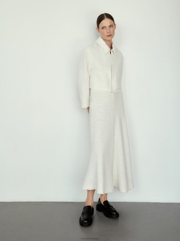 alb Reserved femei îmbrăcăminte fusta din tweed 648HZ825