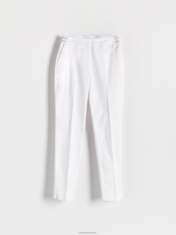 alb Reserved femei îmbrăcăminte pantaloni noi cu pliu presat 648HZ685
