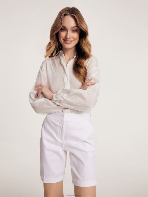alb Reserved femei îmbrăcăminte pantaloni scurți bogati în bumbac 648HZ30