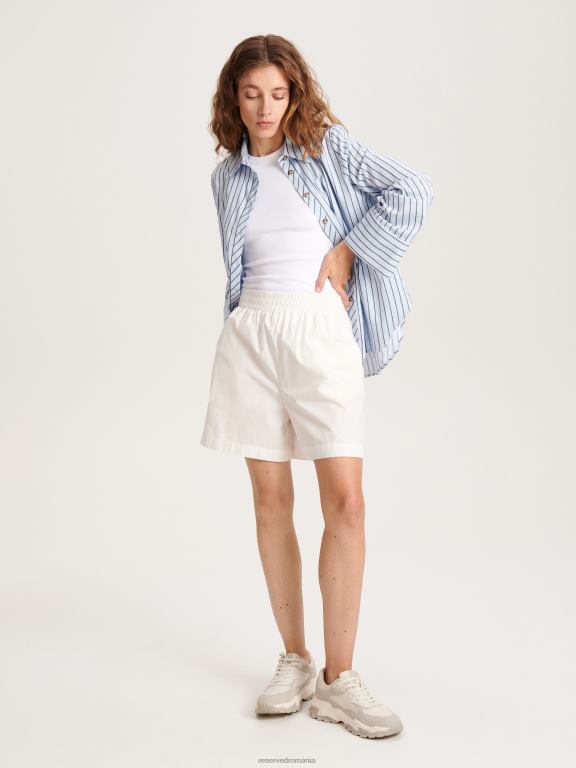 alb Reserved femei îmbrăcăminte pantaloni scurți bogati în bumbac 648HZ561