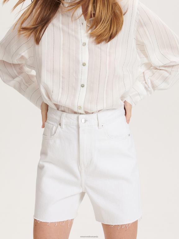 alb Reserved femei îmbrăcăminte pantaloni scurți din denim 648HZ593