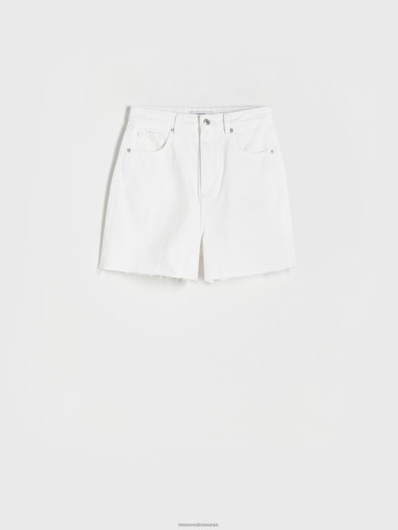 alb Reserved femei îmbrăcăminte pantaloni scurți din denim 648HZ593