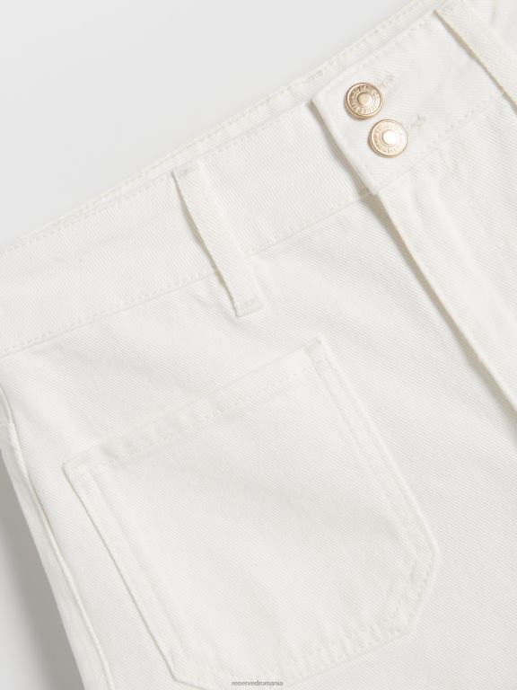 alb Reserved femei îmbrăcăminte pantaloni scurți din denim cu talie mare 648HZ558