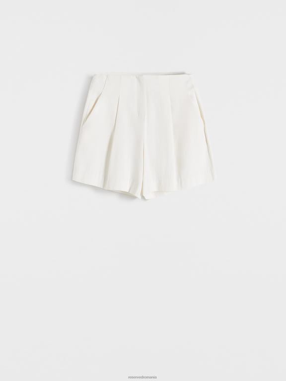 alb Reserved femei îmbrăcăminte pantaloni scurți din viscoză 648HZ119