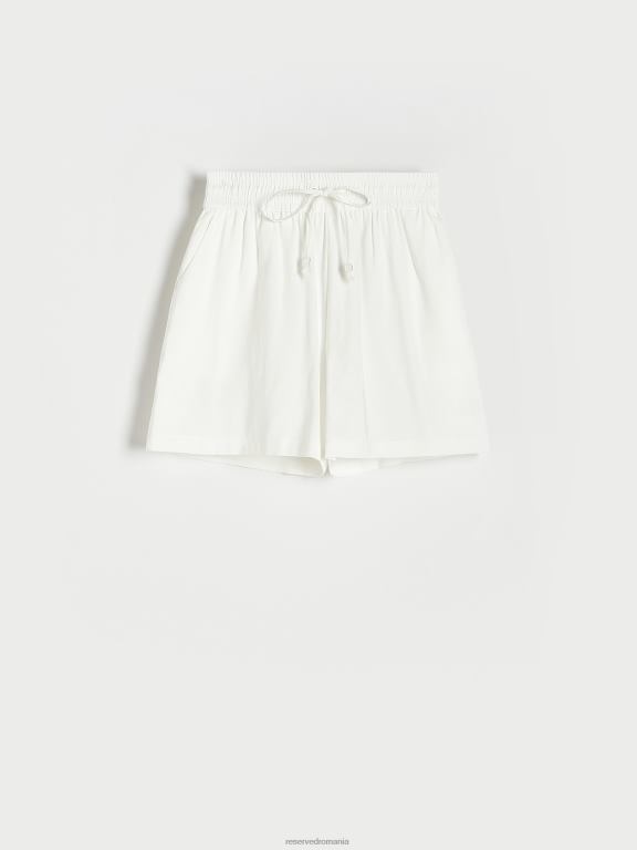 alb Reserved femei îmbrăcăminte pantaloni scurți din viscoză 648HZ578