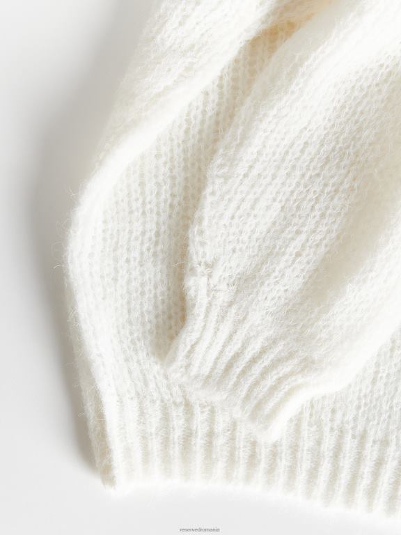 alb Reserved femei îmbrăcăminte pulover ajurat cu amestec de lână 648HZ912