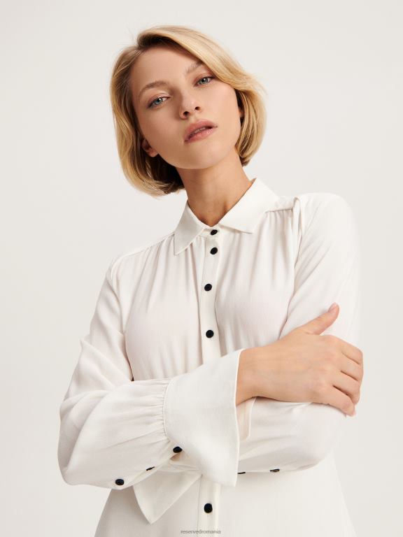 alb Reserved femei îmbrăcăminte rochie camasa din vascoza 648HZ38