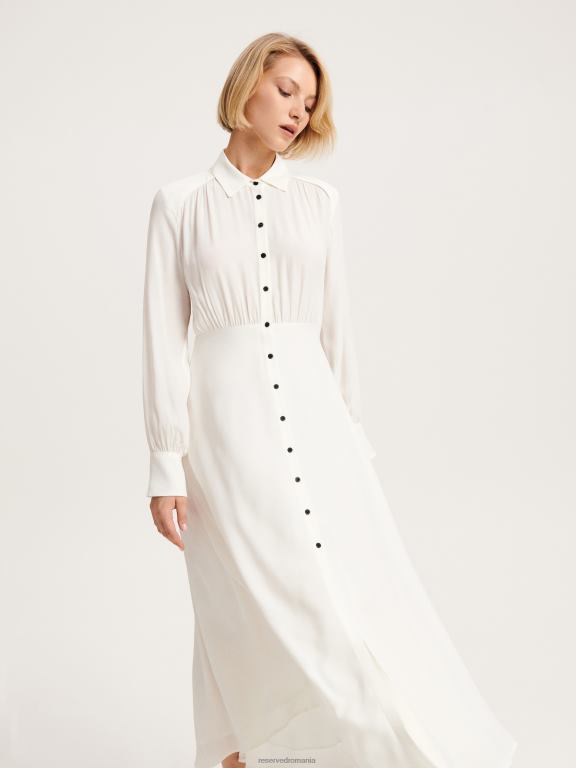 alb Reserved femei îmbrăcăminte rochie camasa din vascoza 648HZ38