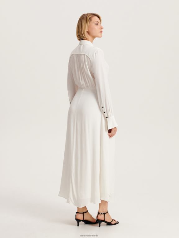 alb Reserved femei îmbrăcăminte rochie camasa din vascoza 648HZ38