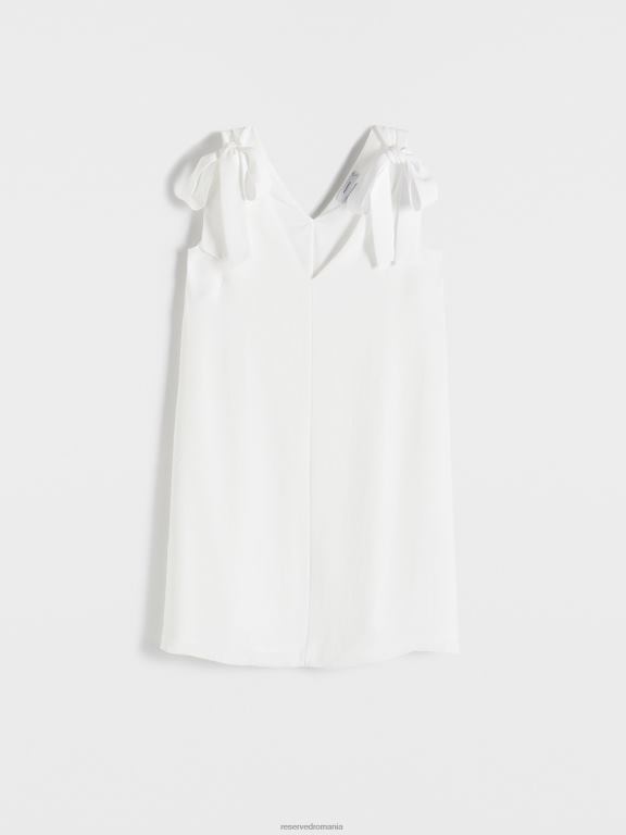 alb Reserved femei îmbrăcăminte rochie cu cravată în talie 648HZ85
