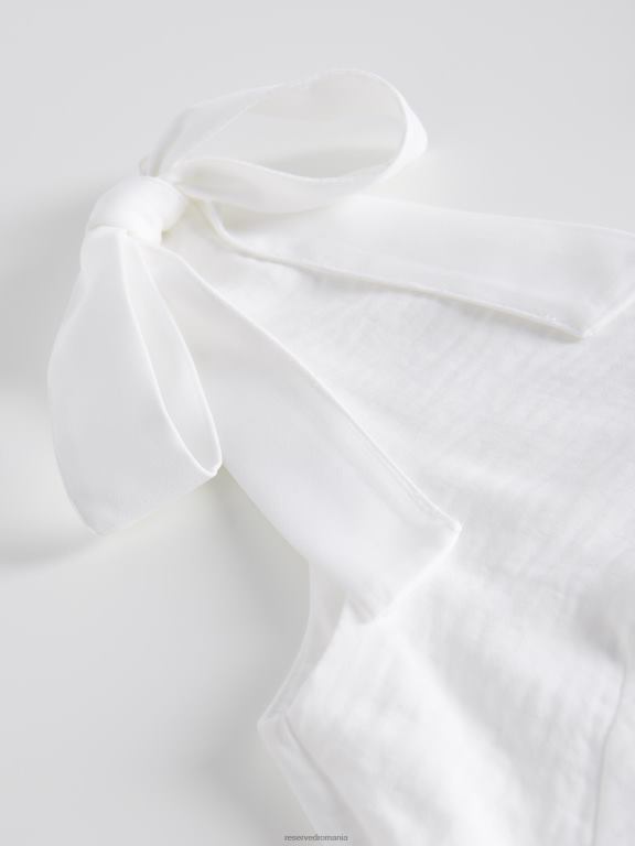 alb Reserved femei îmbrăcăminte rochie cu cravată în talie 648HZ85