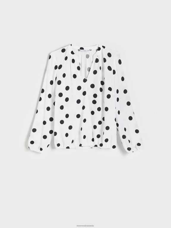 alb Reserved femei îmbrăcăminte top cu buline 648HZ12