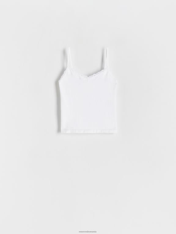 alb Reserved femei îmbrăcăminte top cu dantela 648HZ411