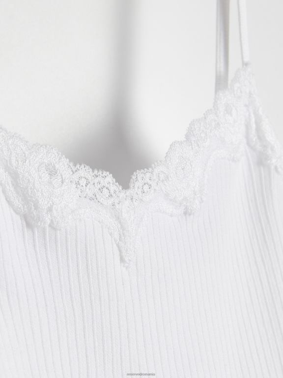 alb Reserved femei îmbrăcăminte top cu dantela 648HZ411