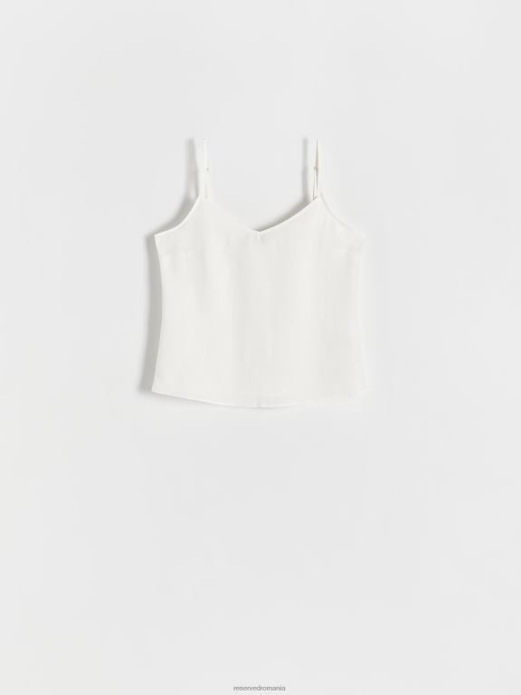 alb Reserved femei îmbrăcăminte top din amestec de in 648HZ322