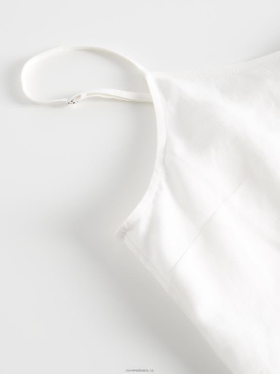 alb Reserved femei îmbrăcăminte top din amestec de in 648HZ322