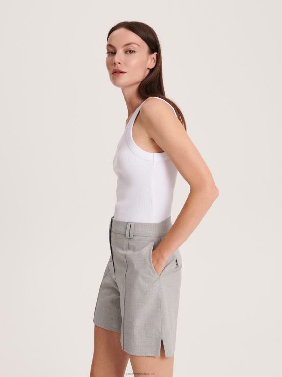 alb Reserved femei îmbrăcăminte top din jerseu din tricot în coastă 648HZ436