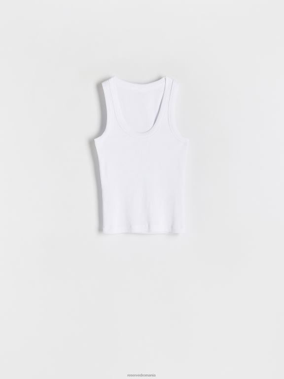 alb Reserved femei îmbrăcăminte top din jerseu din tricot în coastă 648HZ436