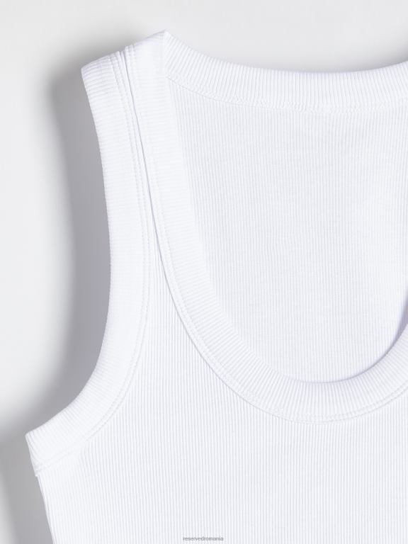 alb Reserved femei îmbrăcăminte top din jerseu din tricot în coastă 648HZ436